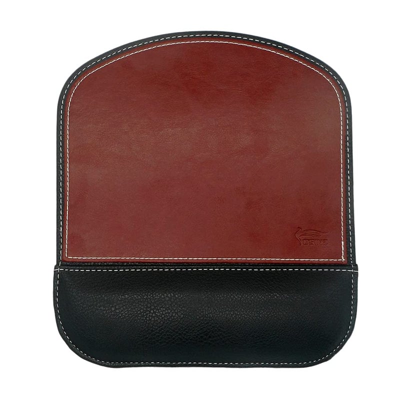 Fosinz Ergonomic Leather Mouse Pad Mat Mousepad with Rest Wrist Support Non-Slip Rubber Base Memory Foam Waterproof Surface for Gaming Office (Square-Brown) - Image 1